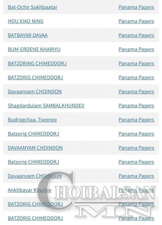 PANAMA PAPERS: Монгол улстай холбоотой НЭРСИЙН ЖАГСААЛТ