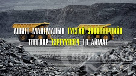 Ашигт малтмалын тусгай зөвшөөрлийн тоогоор тэргүүлэгч 10 аймаг